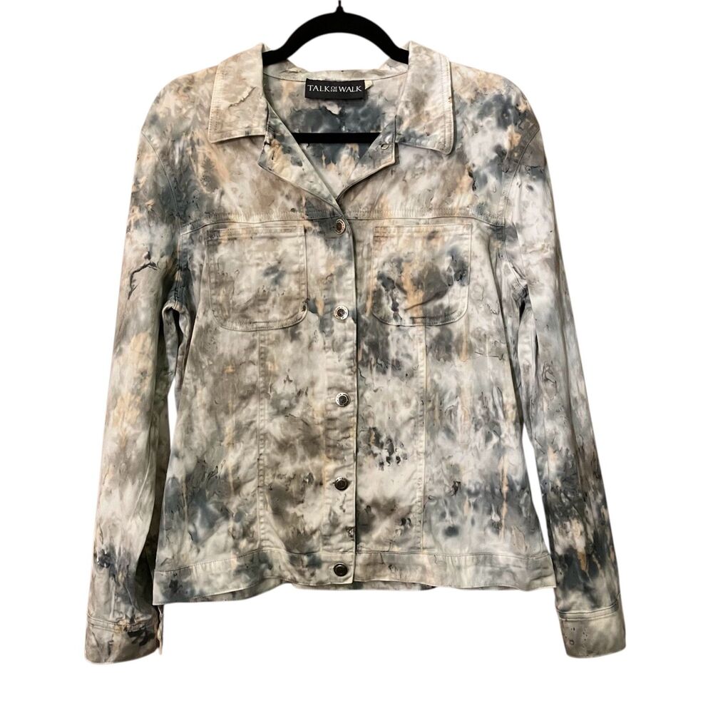Talk of The Walk watercolor tie dye button front shacket
